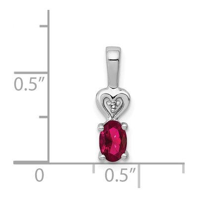 Sterling Silver Lab-Created Ruby & Diamond Heart Pendant – view 5