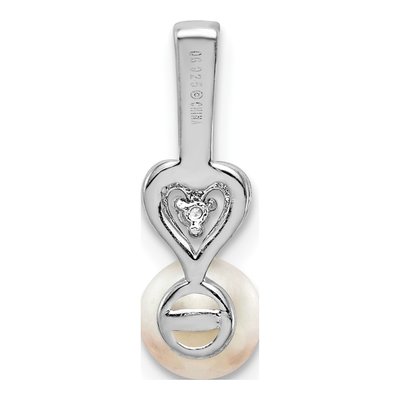 Sterling Silver Freshwater Cultured Pearl & Diamond Heart Pendant – view 4