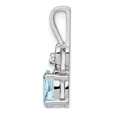 Sterling Silver Aquamarine & Diamond Girls' Heart Pendant – view 3