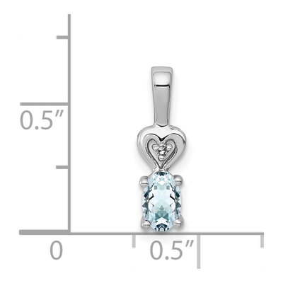 Sterling Silver Aquamarine & Diamond Girls' Heart Pendant – view 4