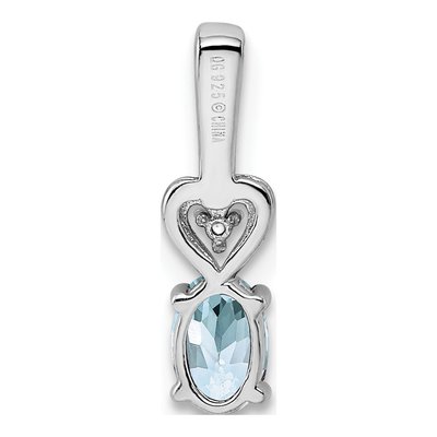 Sterling Silver Aquamarine & Diamond Girls' Heart Pendant – view 5
