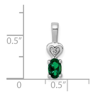 Sterling Silver Lab-Created Emerald & Diamond Girls' Heart Pendant – view 4