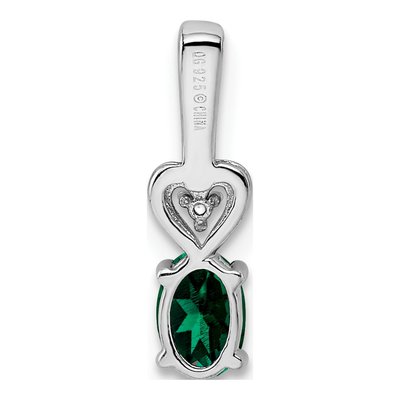 Sterling Silver Lab-Created Emerald & Diamond Girls' Heart Pendant – view 5