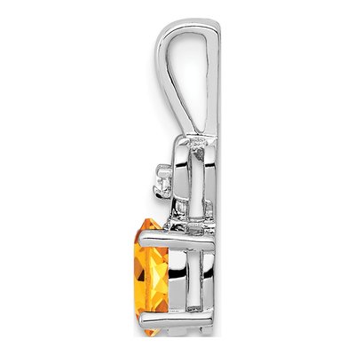 Sterling Silver Citrine & Diamond Heart Pendant – view 3