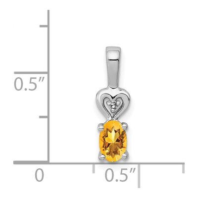 Sterling Silver Citrine & Diamond Heart Pendant – view 4