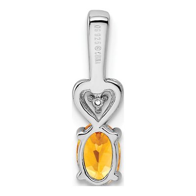 Sterling Silver Citrine & Diamond Heart Pendant – view 5