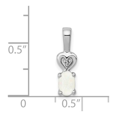 Sterling Silver Lab-Created Opal & Diamond Girls' Heart Pendant – view 4