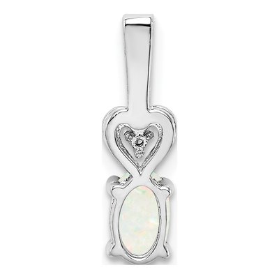Sterling Silver Lab-Created Opal & Diamond Girls' Heart Pendant – view 5