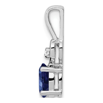Sterling Silver Lab-Created Sapphire & Diamond Heart Pendant – view 3