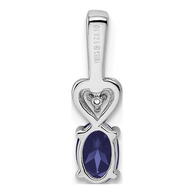 Sterling Silver Lab-Created Sapphire & Diamond Heart Pendant – view 5