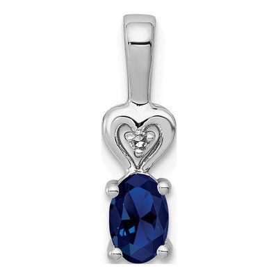Sterling Silver Lab-Created Sapphire & Diamond Heart Pendant