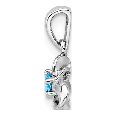 Sterling Silver Lab-Created Swiss Blue Topaz Floral Pendant – view 3