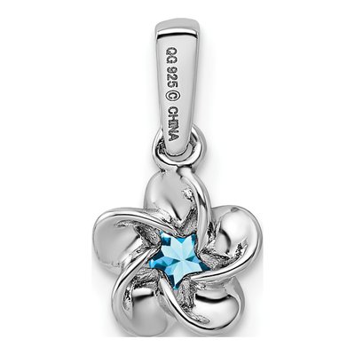 Sterling Silver Lab-Created Swiss Blue Topaz Floral Pendant – view 4