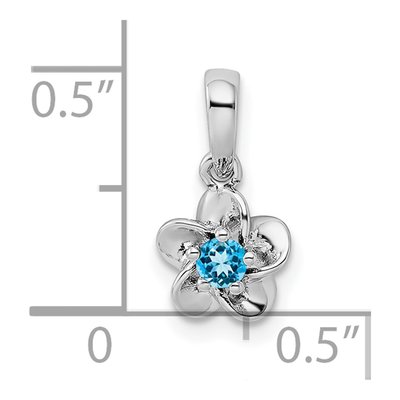 Sterling Silver Lab-Created Swiss Blue Topaz Floral Pendant – view 5