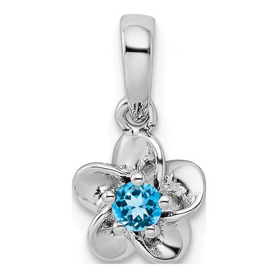 Sterling Silver Lab-Created Swiss Blue Topaz Floral Pendant