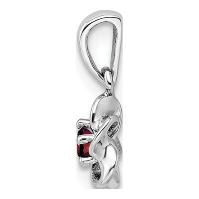Sterling Silver Garnet Floral Pendant – view 3