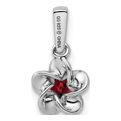 Sterling Silver Garnet Floral Pendant – view 4