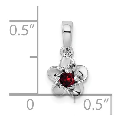Sterling Silver Garnet Floral Pendant – view 5