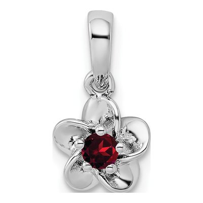 Sterling Silver Garnet Floral Pendant