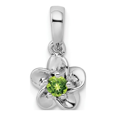 Sterling Silver Peridot Floral Pendant