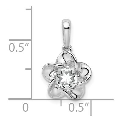 Sterling Silver Lab-Created White Topaz April Birthstone Floral Pendant – view 4