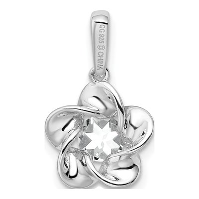 Sterling Silver Lab-Created White Topaz April Birthstone Floral Pendant – view 5