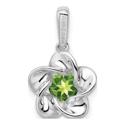 Sterling Silver Peridot Floral Pendant – view 5
