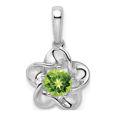 Sterling Silver Peridot Floral Pendant