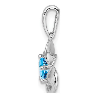 Sterling Silver Lab-Created Swiss Blue Topaz Floral Pendant – view 3