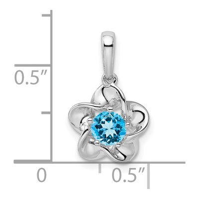 Sterling Silver Lab-Created Swiss Blue Topaz Floral Pendant – view 4