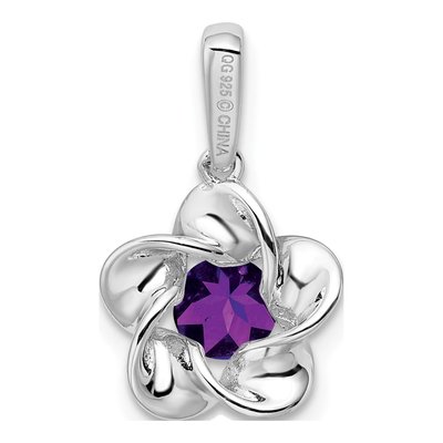 Sterling Silver Amethyst Floral Pendant – view 5