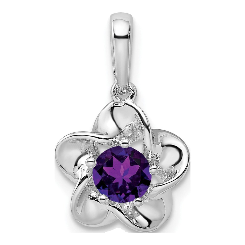 Sterling Silver Amethyst Floral Pendant