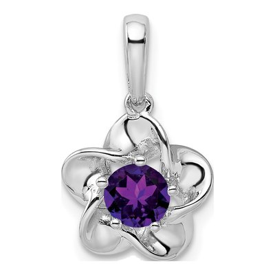 Sterling Silver Amethyst Floral Pendant