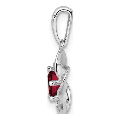 Sterling Silver Lab-Created Rhodolite Garnet Floral Pendant – view 3