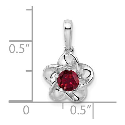 Sterling Silver Lab-Created Rhodolite Garnet Floral Pendant – view 4
