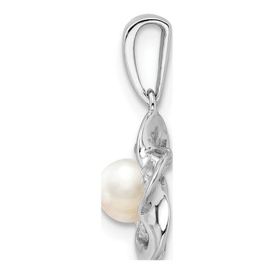 Sterling Silver Cultured Pearl Floral Pendant – view 3