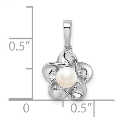Sterling Silver Cultured Pearl Floral Pendant – view 4