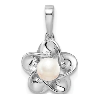 Sterling Silver Cultured Pearl Floral Pendant