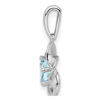 Sterling Silver Aquamarine Floral Pendant – view 3
