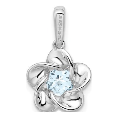 Sterling Silver Aquamarine Floral Pendant – view 5