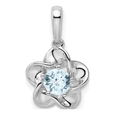 Sterling Silver Aquamarine Floral Pendant
