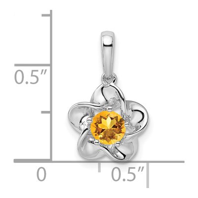 Sterling Silver Citrine Floral Pendant – view 4