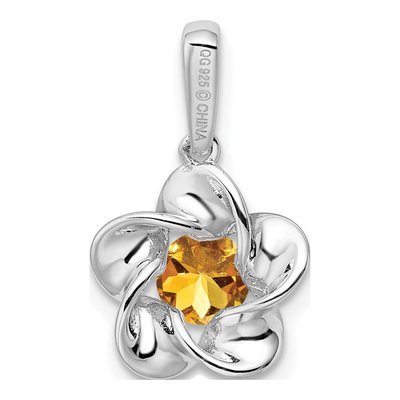 Sterling Silver Citrine Floral Pendant – view 5