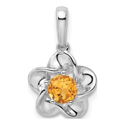 Sterling Silver Citrine Floral Pendant