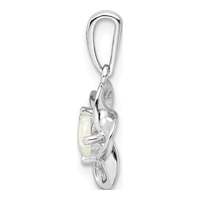 Sterling Silver Lab-Created Opal Floral Pendant – view 3