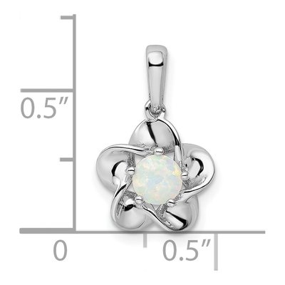 Sterling Silver Lab-Created Opal Floral Pendant – view 4