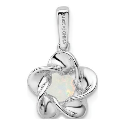 Sterling Silver Lab-Created Opal Floral Pendant – view 5