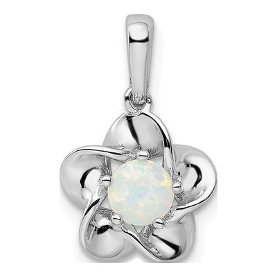 Sterling Silver Lab-Created Opal Floral Pendant