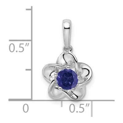 Sterling Silver Lab-Created Sapphire Floral Pendant – view 4