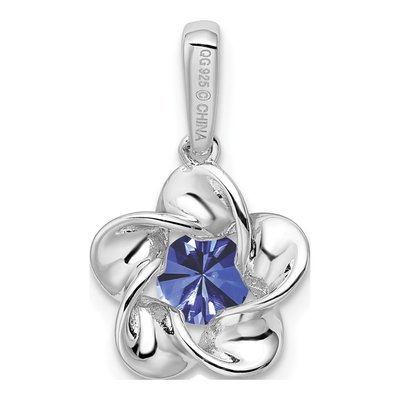 Sterling Silver Lab-Created Sapphire Floral Pendant – view 5